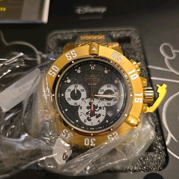 Invicta Disney Subaqua Mens 50mm Limited Gold Chrono Watch 23283 RARE With Case - Picture 2 of 6